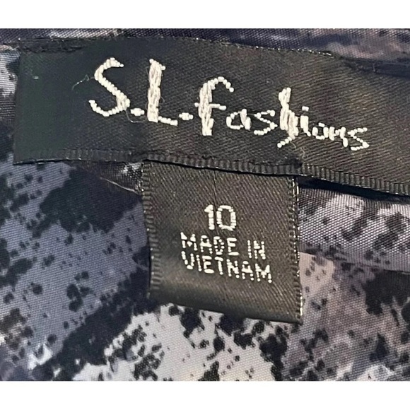 SL Fashions Dress Sz 10 Black Ivory Womens Tiered Sleeveless Party Office Work - Picture 9 of 9